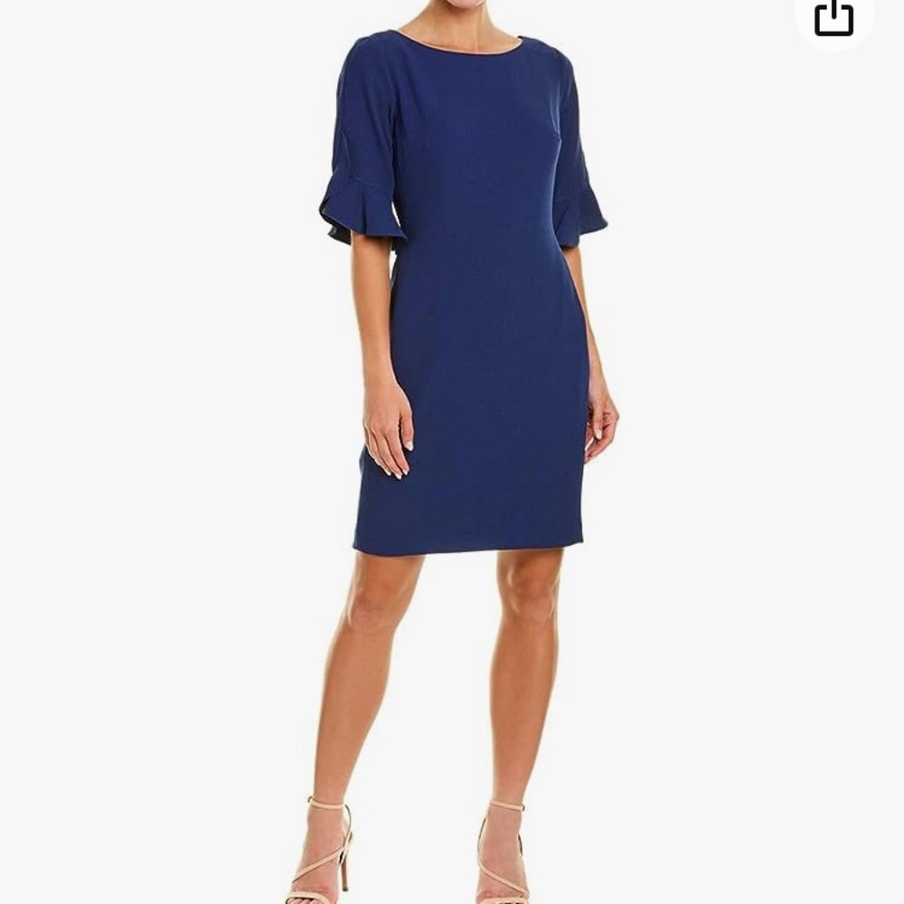 Karl Lagerfeld Paris Tulip Sleeve Crepe Dress size 2 navy business Damen Kleid